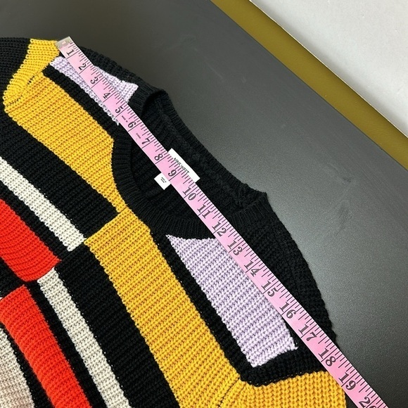 Nine West Stripe Asymmetrical Hem Knitted Sweater L Soft Comfortable Casual - Picture 8 of 11